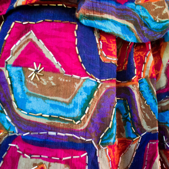 SOLD! 80s Patterned Romper style 2 piece outfit - Picture 4 of 8